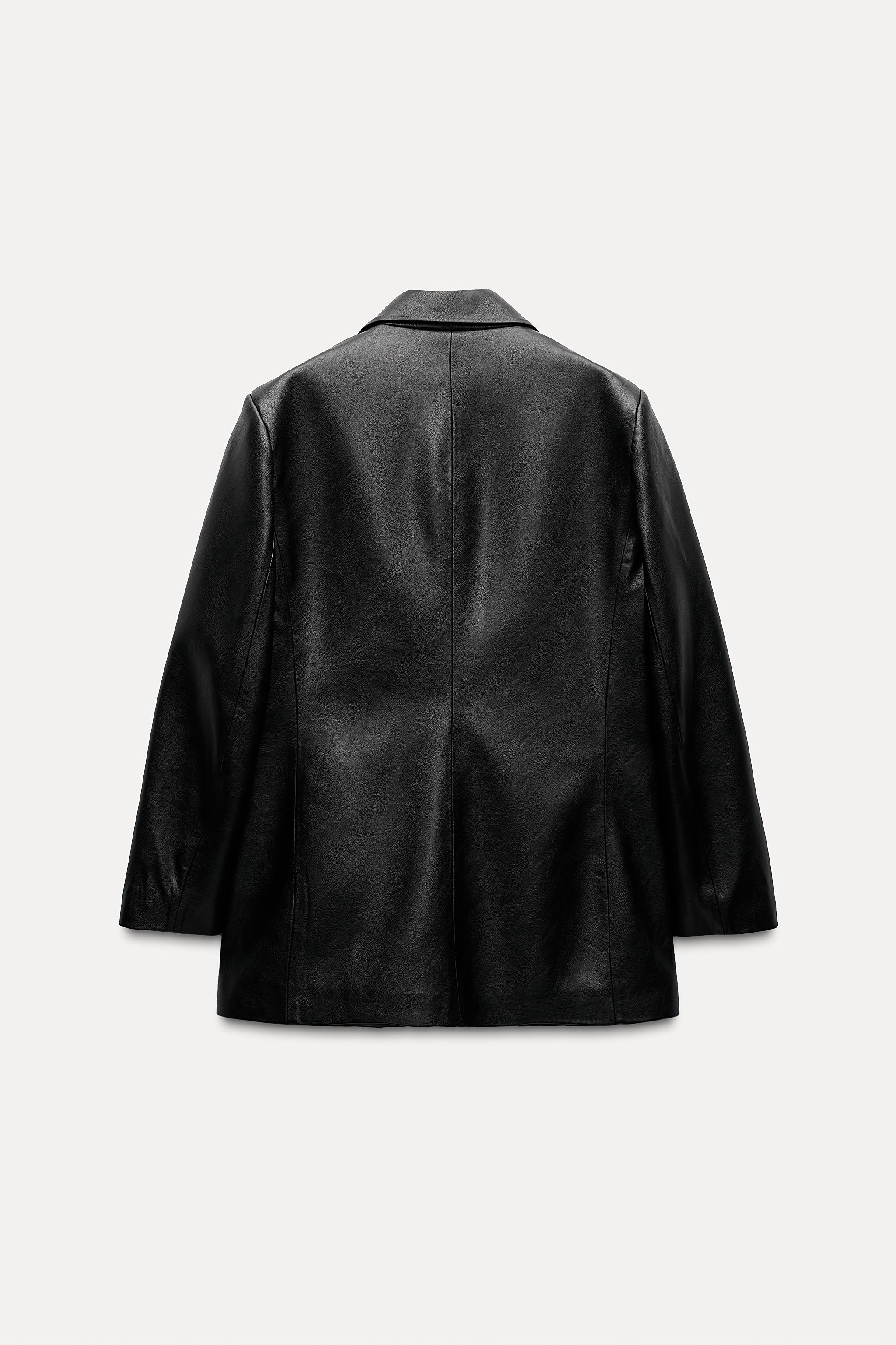 Black leather blazer zara online