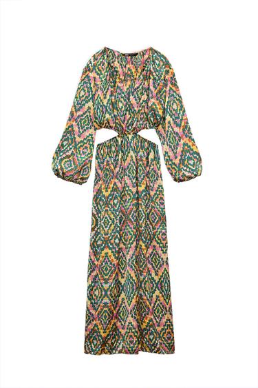 PRINTED MIDI DRESS WITH CUT-OUT DETAIL