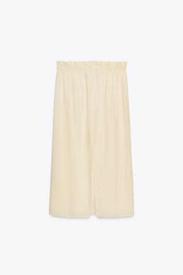 JUPE MIDI CORDONS ZW COLLECTION - Beige clair de Zara - Image 6