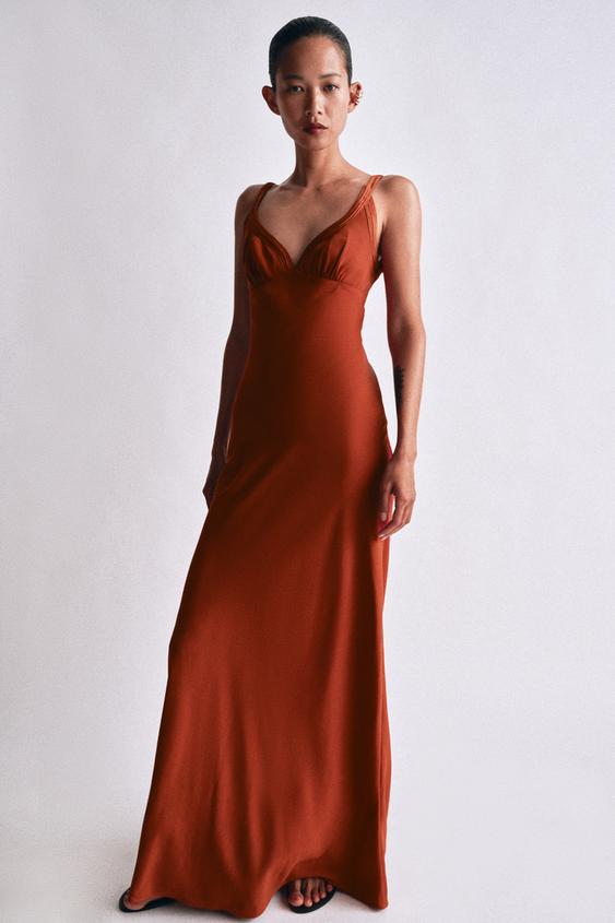 burnt orange formal dress Burnt Orange Sequin Long Sleeve Short Party Dress – Modsele main image 0
