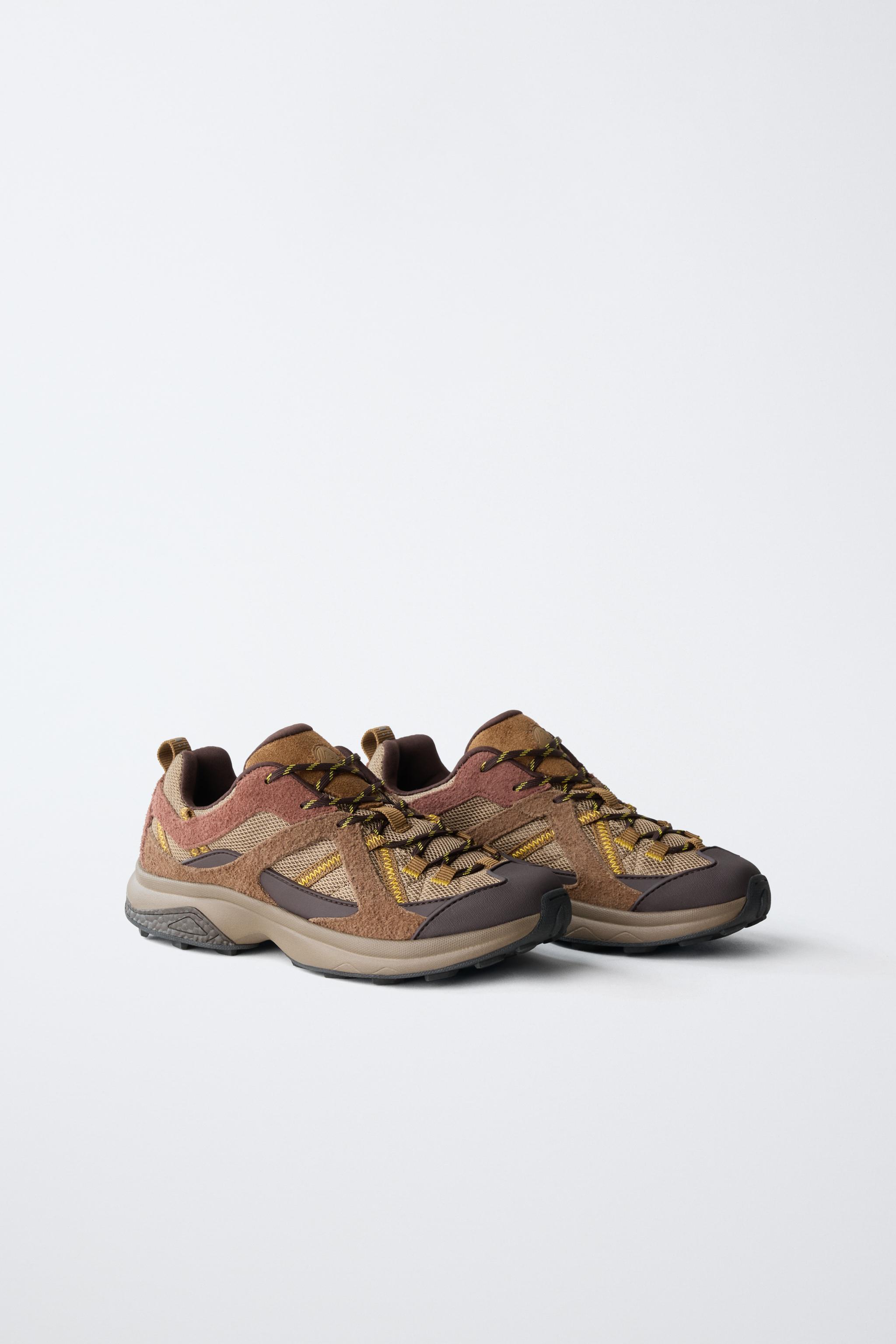MULTI-PANEL SNEAKERS — Brown