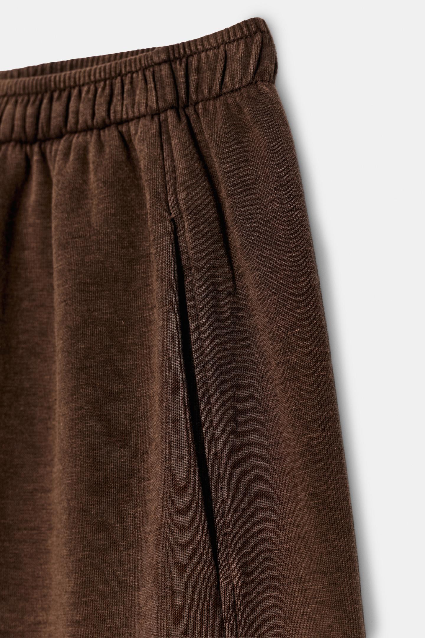 Женские брюки Zara Washed Interlock, цвет: Коричневый — фото 7