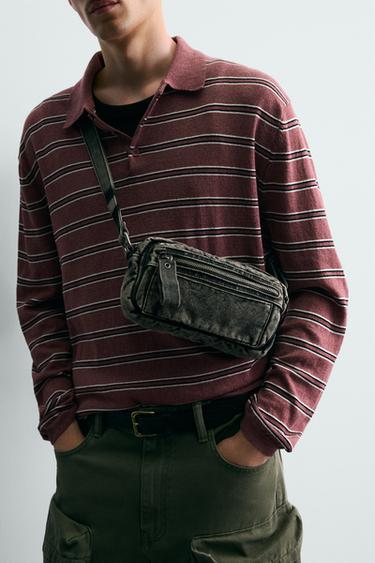 WASHED-EFFECT DENIM CROSSBODY BAG - Grey by Zara - Image 0