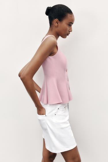 TOP GILET STRETCH PÉPLUM - Rose de Zara - Image 3
