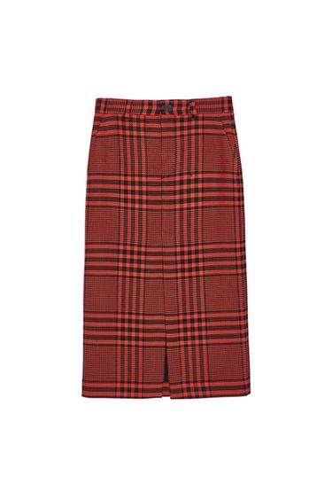 CHECK PENCIL SKIRT