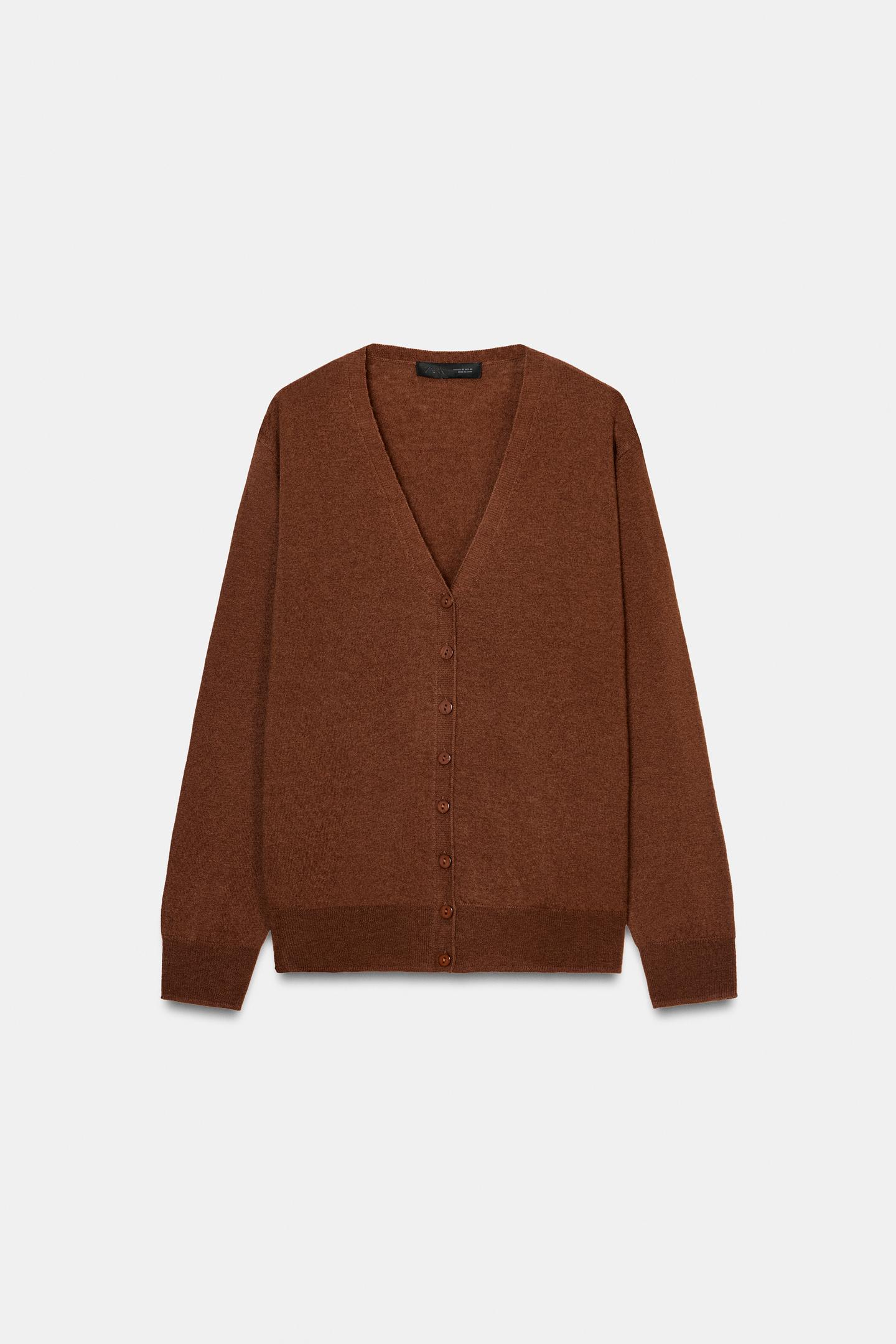Женская куртка Zara Extra-Soft 100% Wool, цвет: Коричневый — фото 4