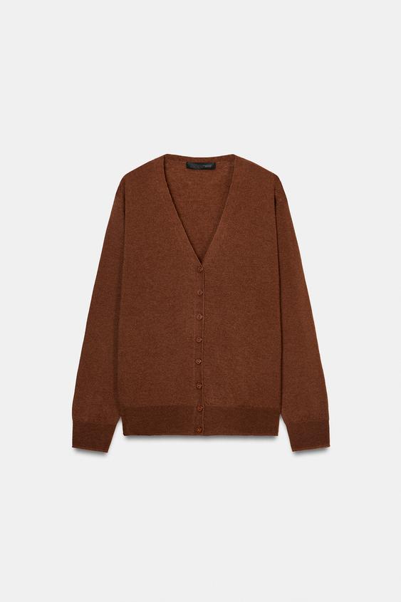 VESTE 100 % LAINE EXTRA DOUCE - Marron de Zara - Image 3
