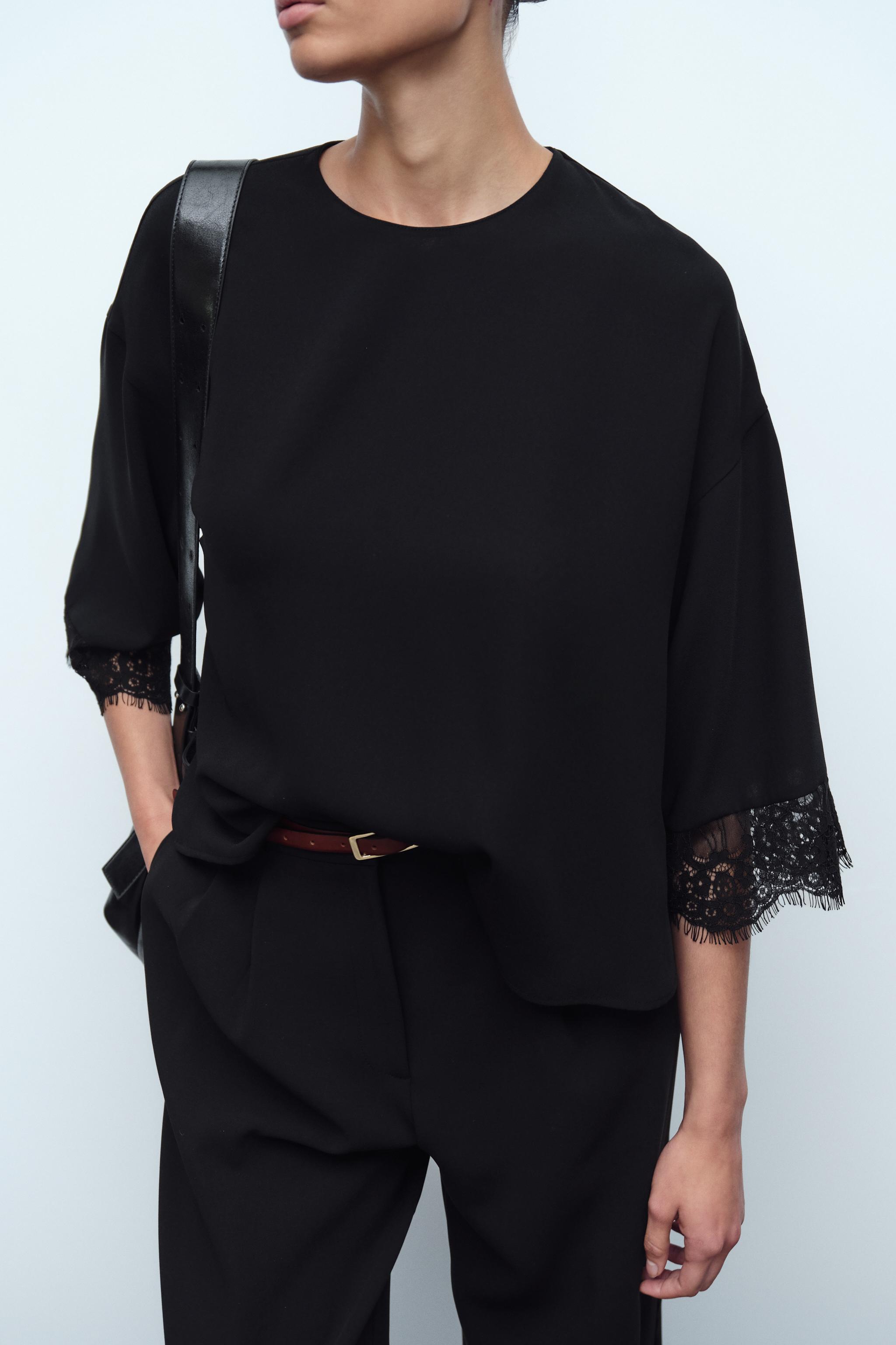 BLOUSE AVEC MANCHES EN DENTELLE Noir ZARA Canada