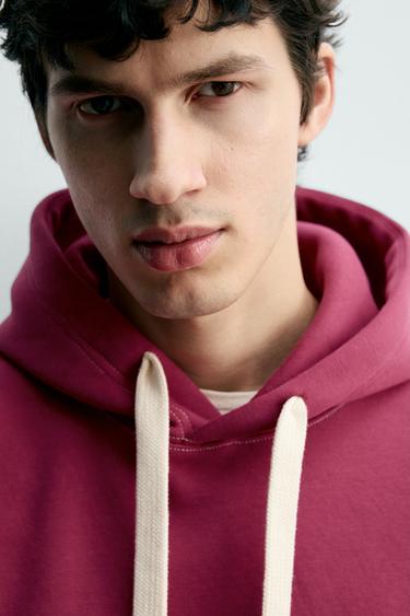 TOPSTITCHED HOODIE - Fuchsia by Zara