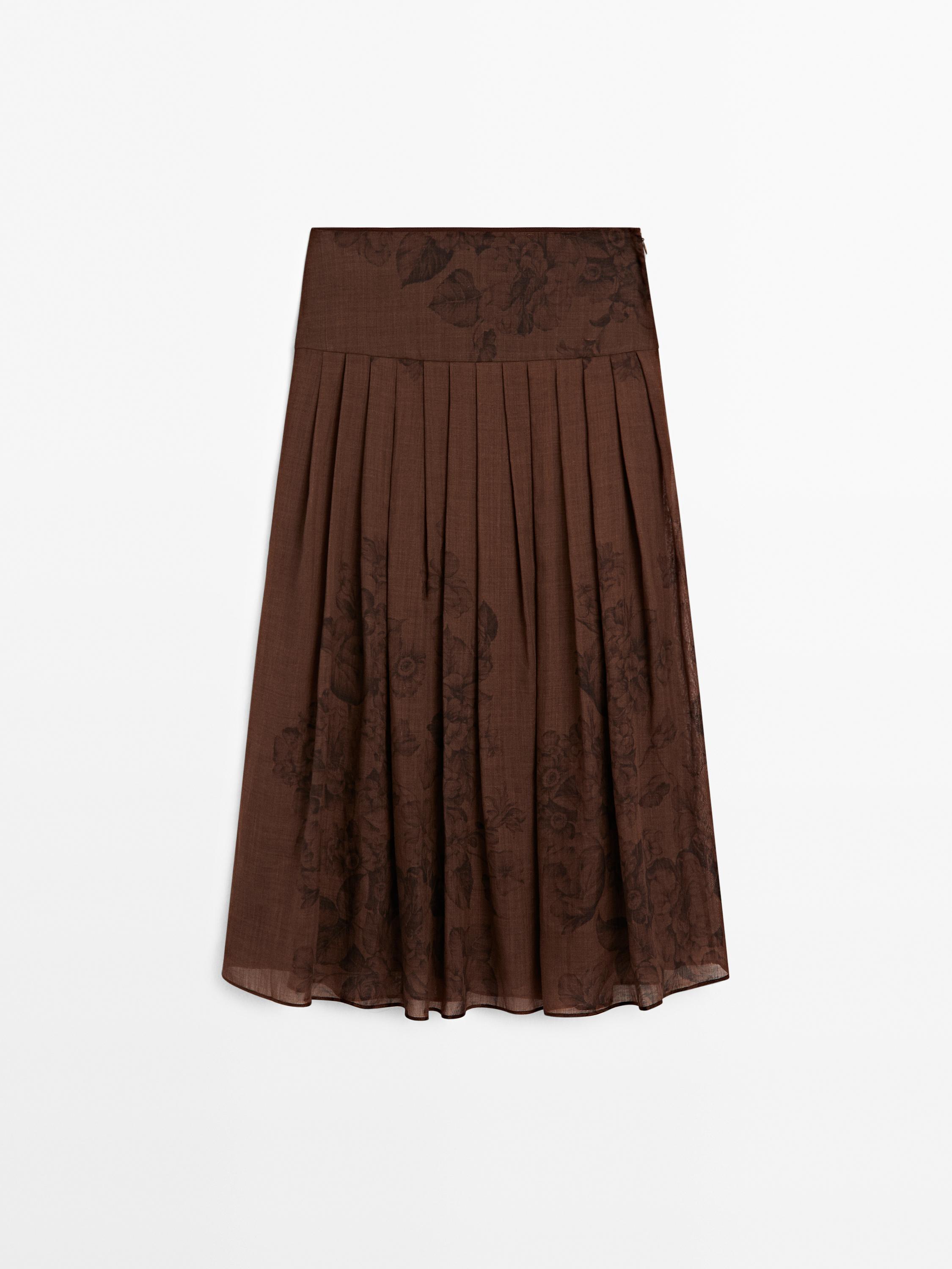 Jupe midi ample imprimé fleurs