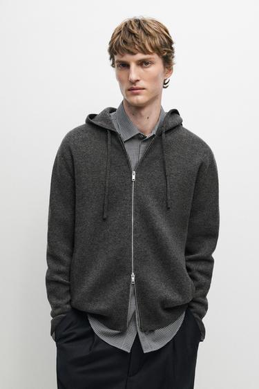 Cashmere knit cardigan with hood — Mid-gray 2