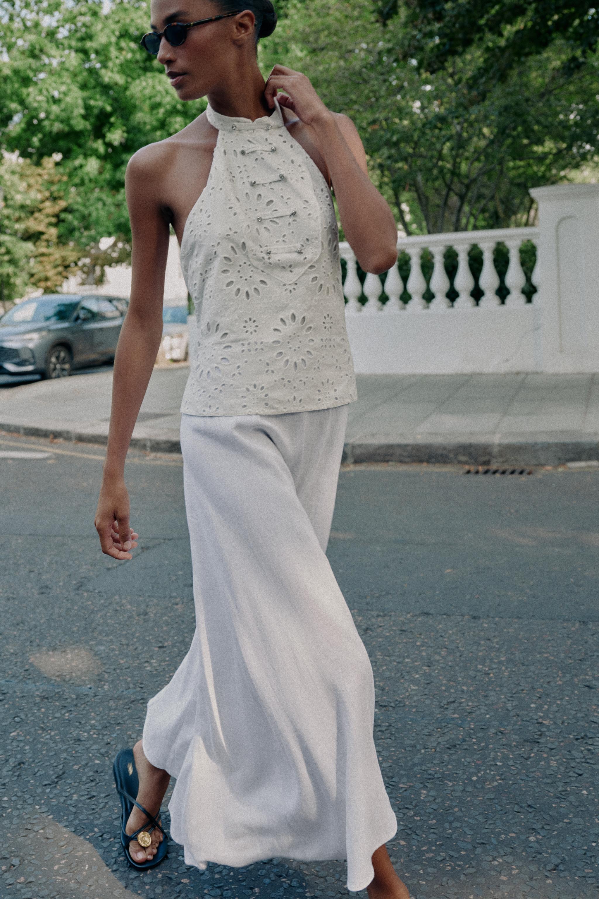 COMBINED OPENWORK EMBROIDERED DRESS