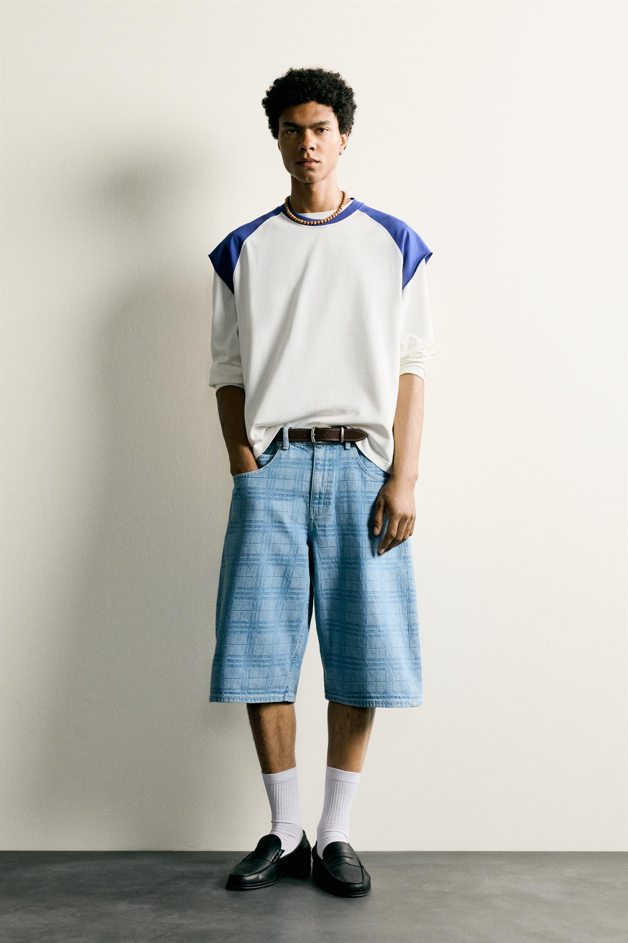 ウォッシュ加工プリントデニムジョーツ - ライトブルー | ZARA Japan