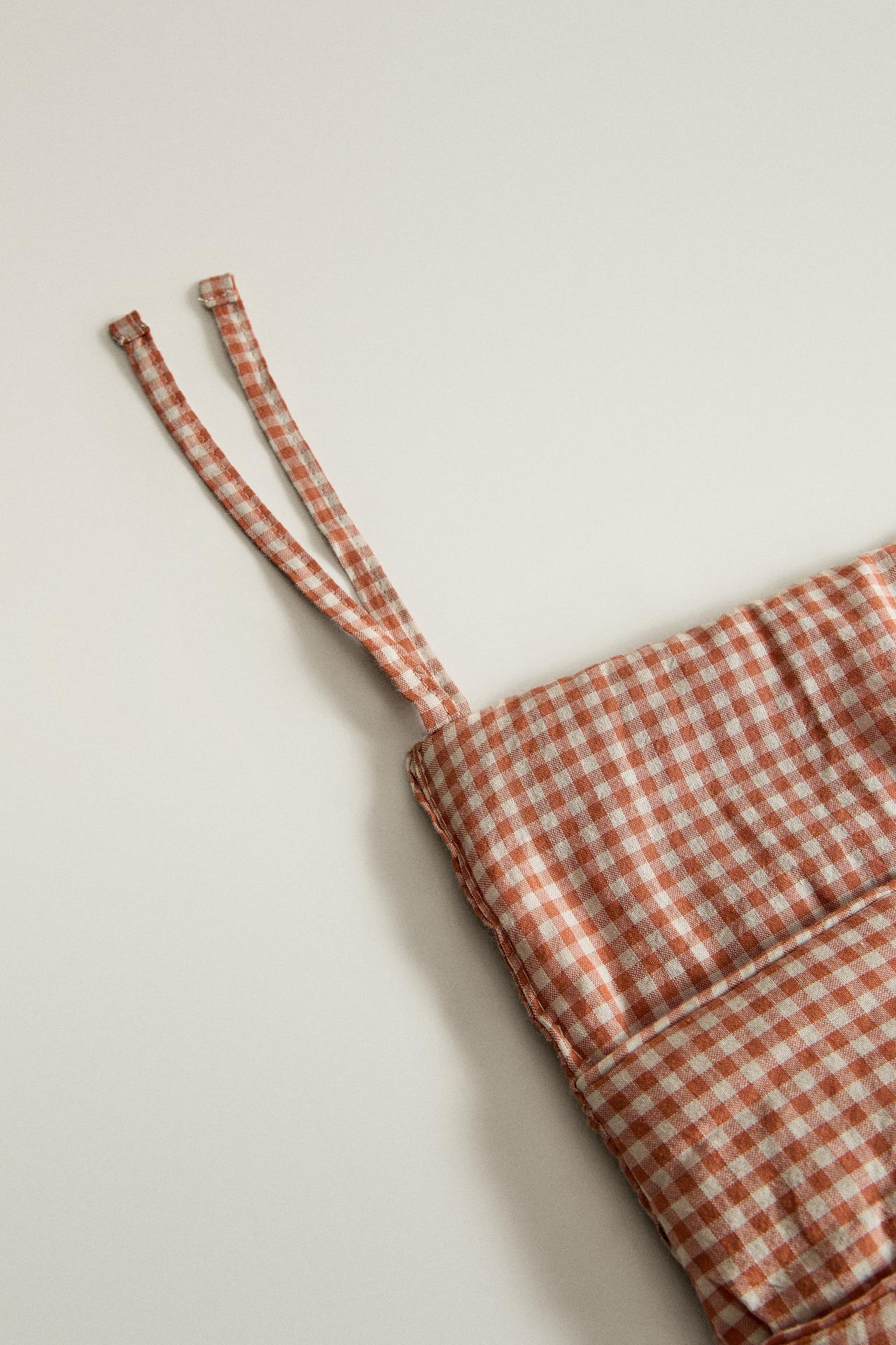 COTTON GINGHAM BABY CRIB ORGANIZER — Dark orange