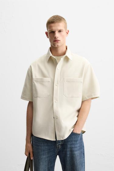TEXTURED COMFORT OVERSHIRT - Ecru by Zara