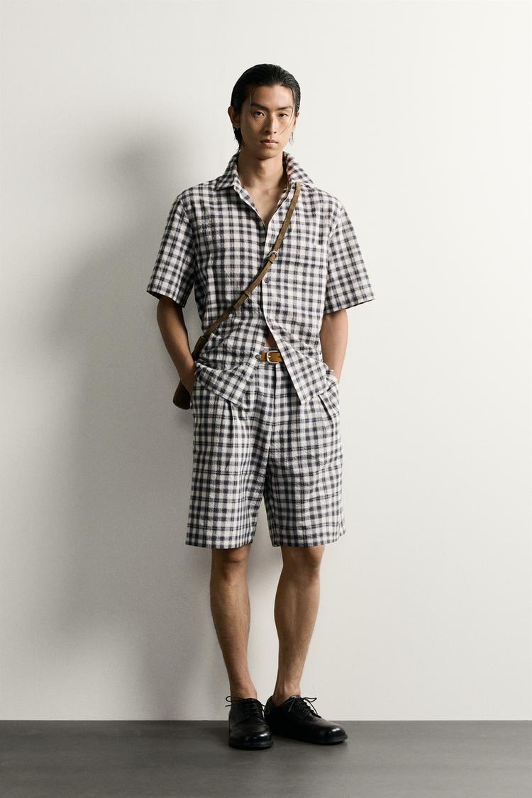 RELAXED FIT CHECKED BERMUDA SHORTS