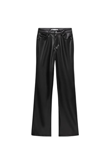 STRAIGHT LEG FAUX LEATHER PANTS