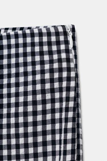 GINGHAM CHECK CAPRI TROUSERS - Navy / White by Zara - Image 8