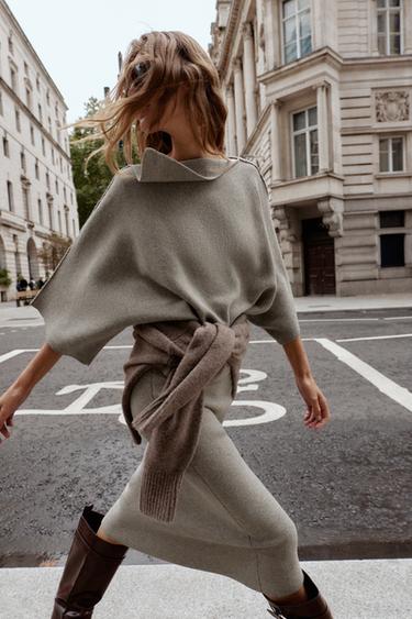 KNIT MIDI SKIRT - Sand / Marl by Zara