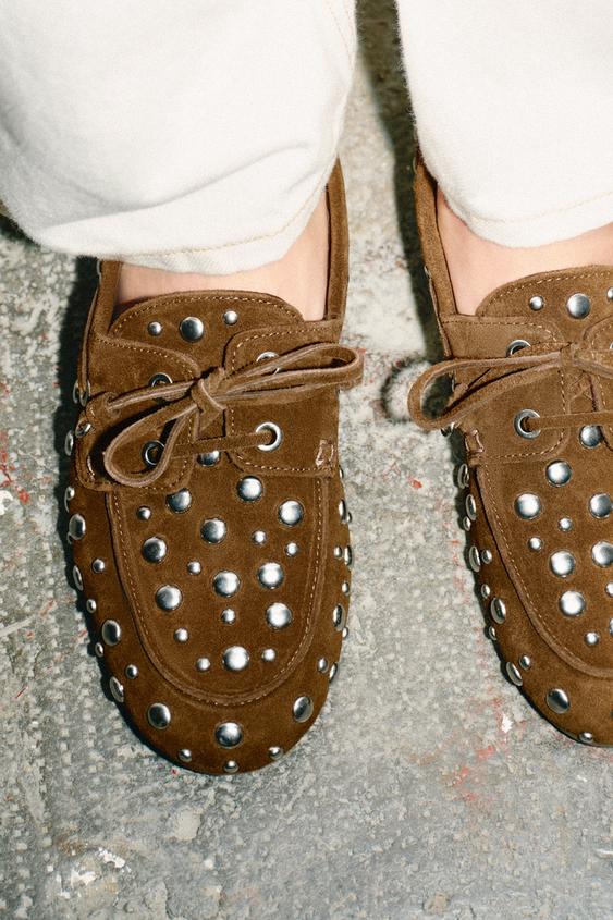 STUDDED SUEDE DECK SHOES