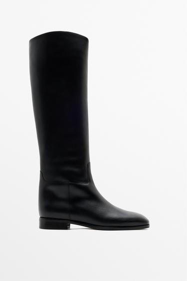 Knee-high leather boots - Made in Spain — Black 1