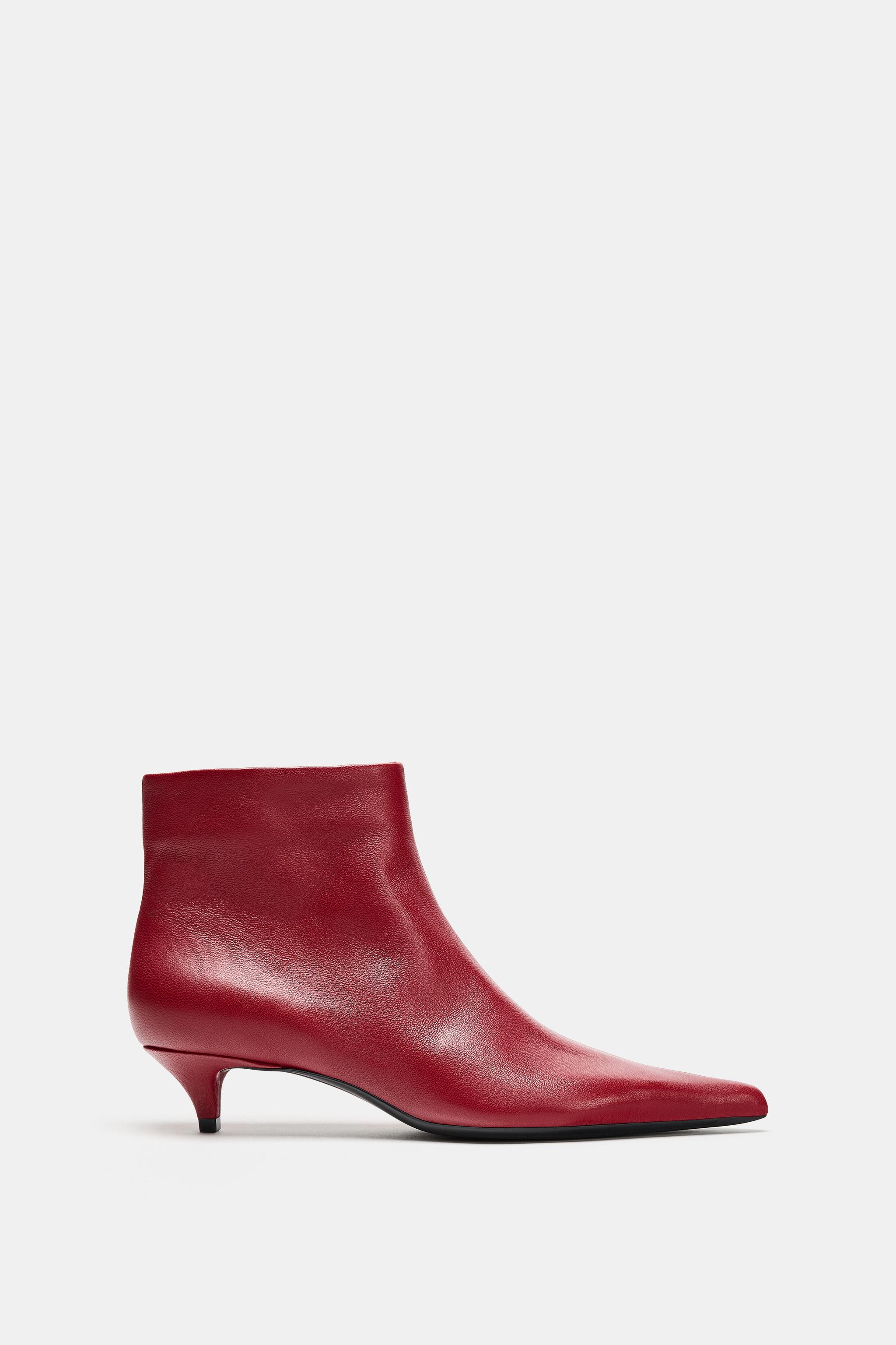 Женские ботинки Zara SOFT LEATHER KITTEN HEEL ANKLE BOOTS — фото 2