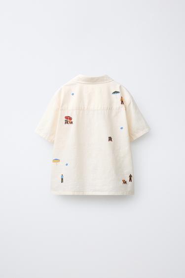 EMBROIDERED SHIRT - Ecru by Zara - Image 1