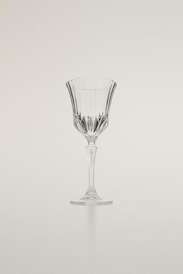 ENGRAVED-EFFECT CRYSTALLINE WINE GLASS - Transparent by Zara