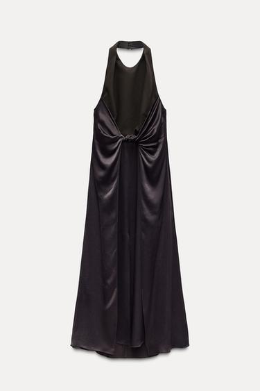 VESTIDO COMBINADO NUDO ZW COLLECTION - Marrón de Zara