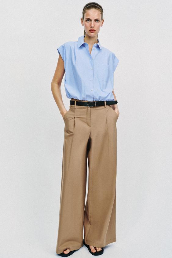 WIDE LEG BELTED PANTS