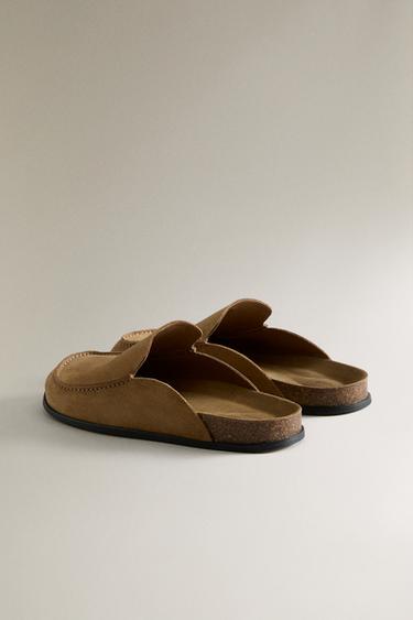 LEATHER MULE CLOG SLIPPERS - Brown by Zara - Image 3