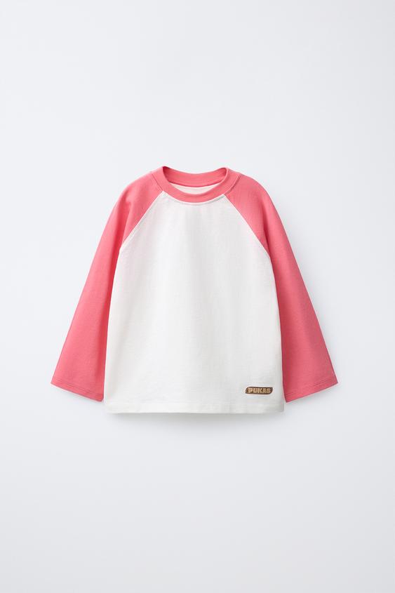 تيشرت بأكمام رنغلان PUKAS SURF - وردي الخاص بـ Zara - صورة 0