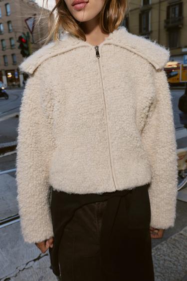 GILET EN MAILLE BOUCLÉE - Écru de Zara - Image 6