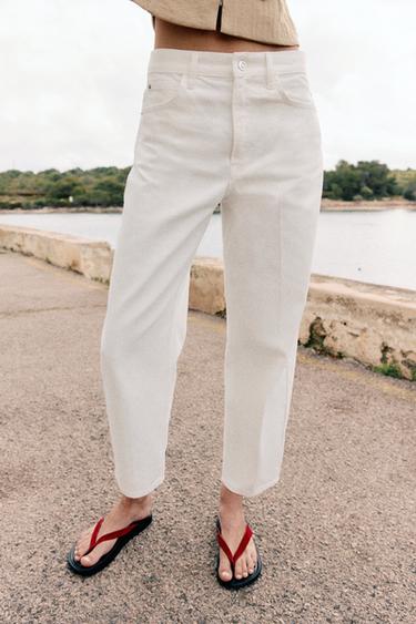 Z1975 MID-WAIST BARREL JEANS WITH PRESSED CREASE - White by Zara