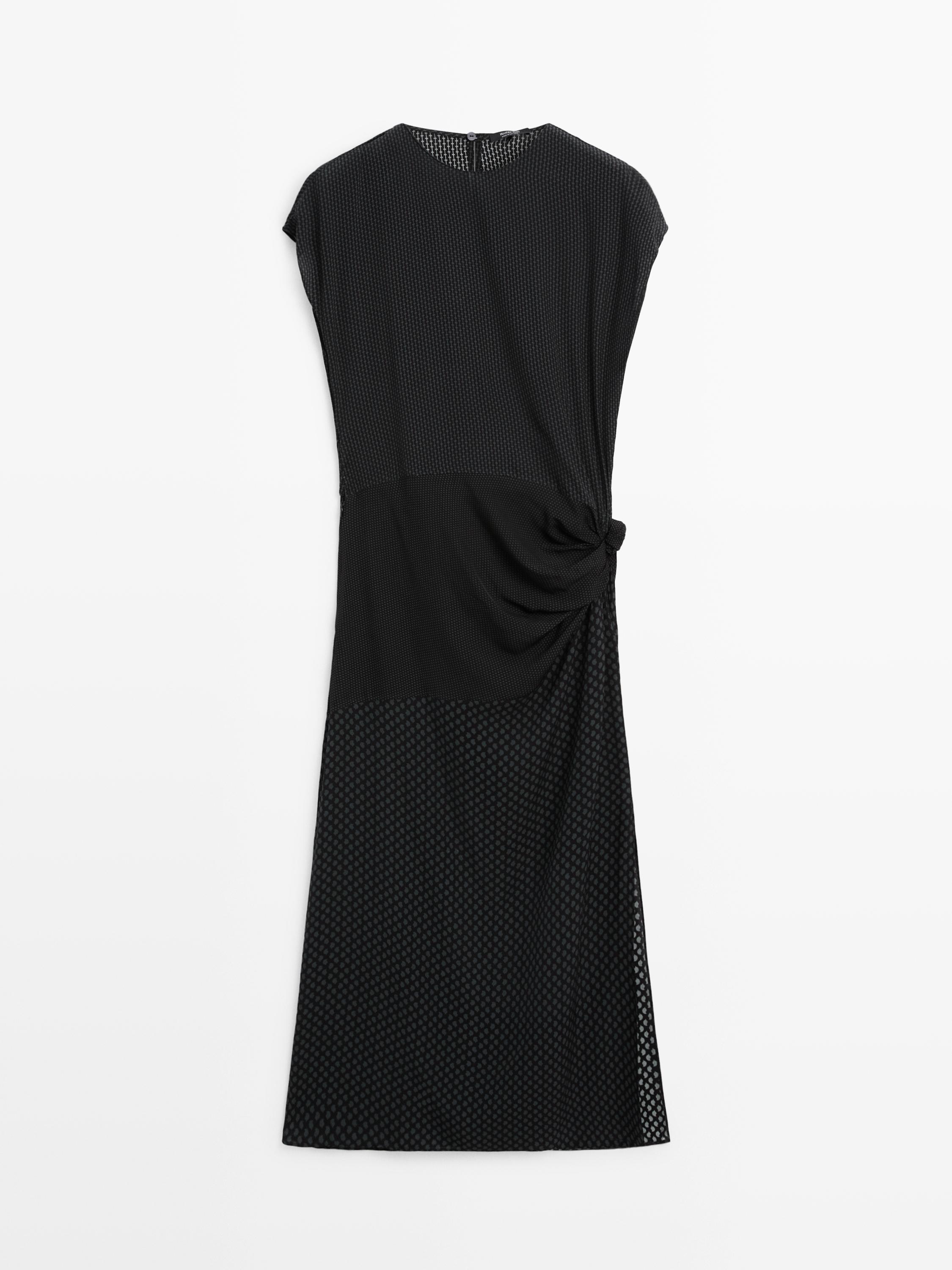 Robe longue fluide imprimée avec nœud