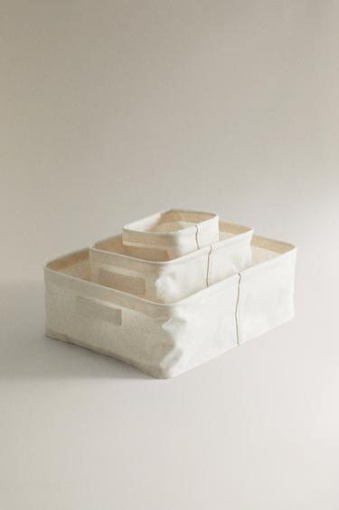 リネン オーガナイザーバスケットライトベージュZaraのリネン オーガナイザーバスケット - ライトベージュ