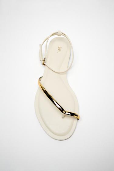 SANDÁLIA BAIXA COM DETALHES - Branco-cru da Zara