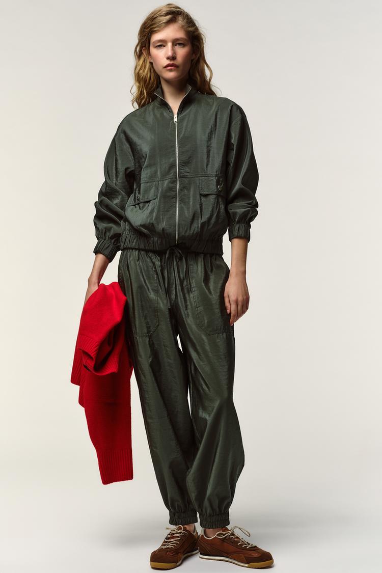 HIGH-NECK BOMBER JACKET Khaki ZARA Spain