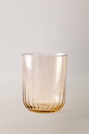 Zara GLASS WITH EMBOSSED LINES - 黃色