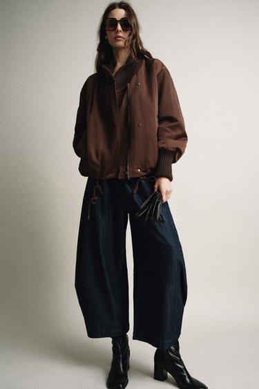 PANTALÓN DENIM VOLUMEN ZW COLLECTION - Azul de Zara