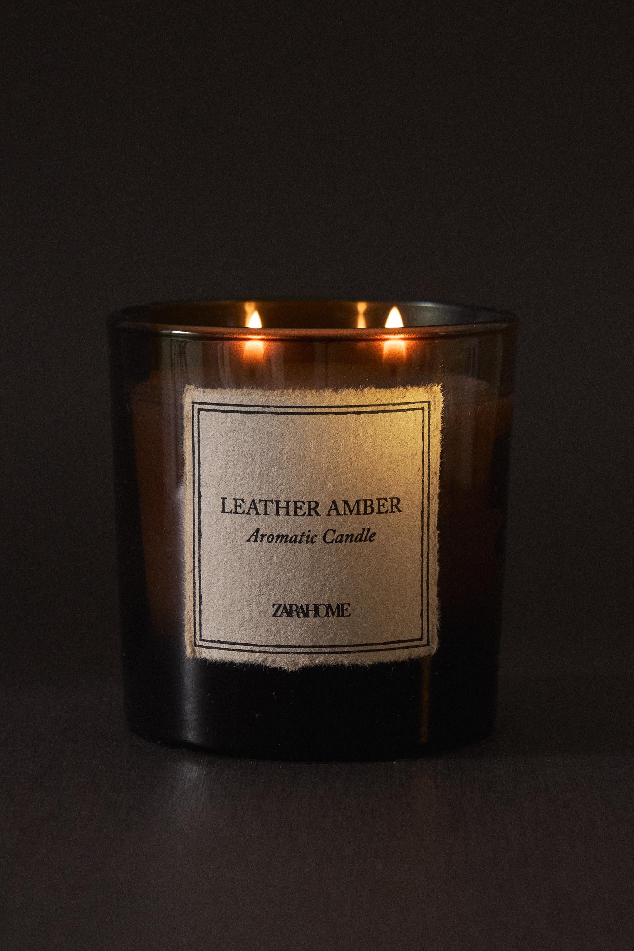 GR) LEATHER AMBER SCENTED CANDLE