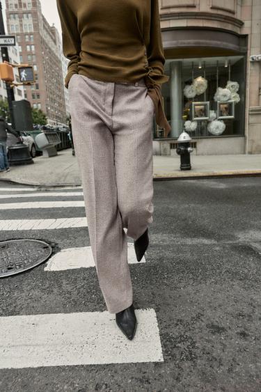 TEXTURED RUSTIC STRAIGHT-LEG TROUSERS - Light sand by Zara - Image 3