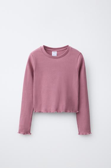 CAMISETA RIB - Burgundy de Zara