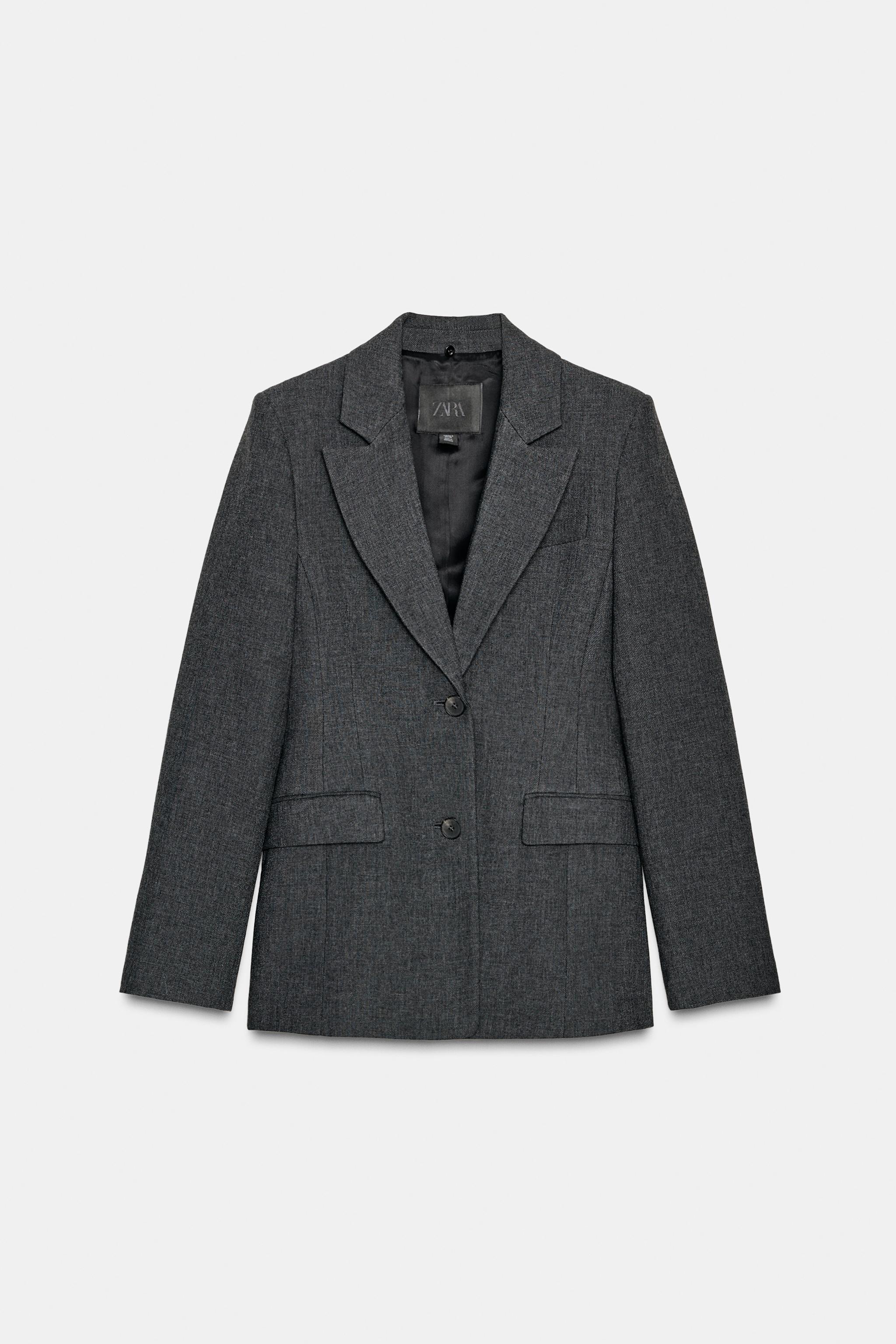 BLAZER ENTALLADA CUELLO EFECTO PELO ZW COLLECTION - Gris vigoré