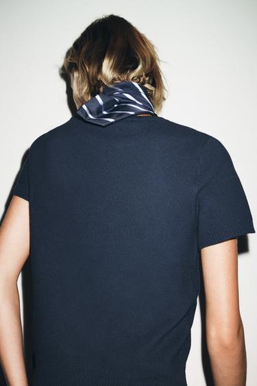 PLAIN KNIT SHORT SLEEVE TOP - Navy blue de Zara - Image 4