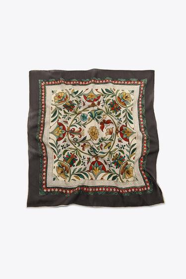 FLORAL PRINT SCARF - Ecru by Zara