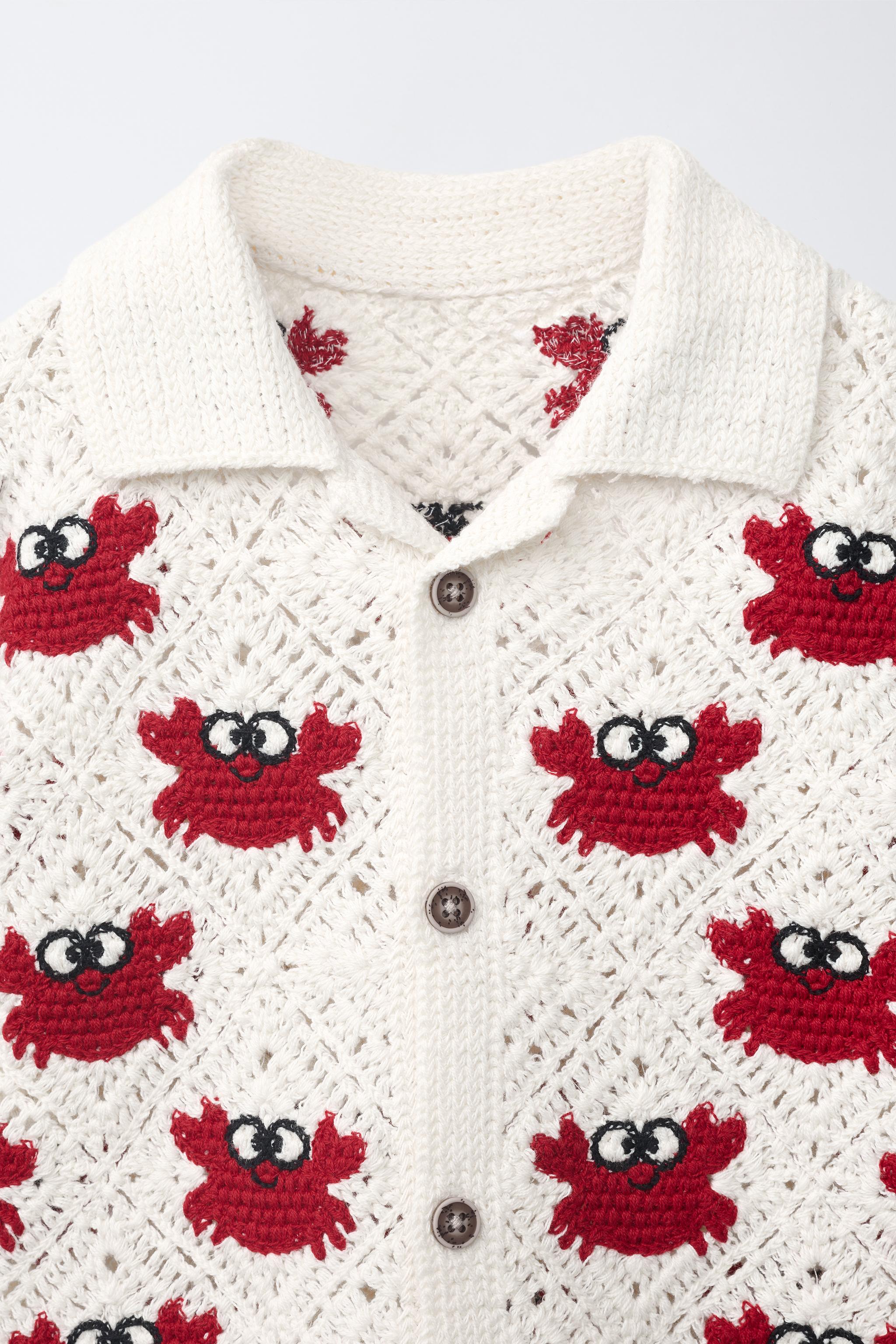 Детские рубашки Zara CRAB CROCHET SHIRT — фото 3