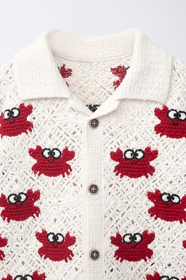 CRAB CROCHET SHIRT - White / Red by Zara - Image 2