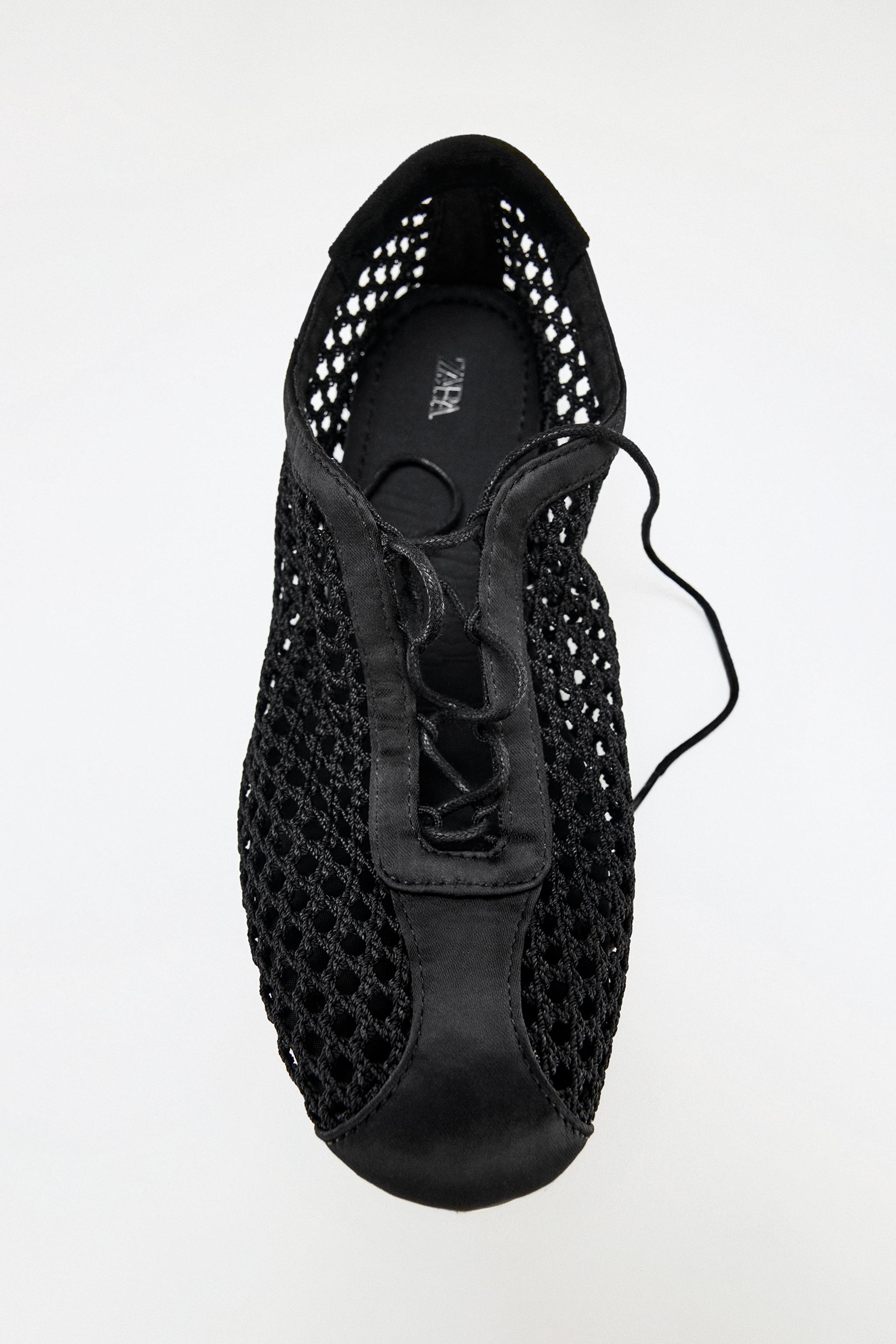 MESH DERBY SHOES WITH BOW — Black
