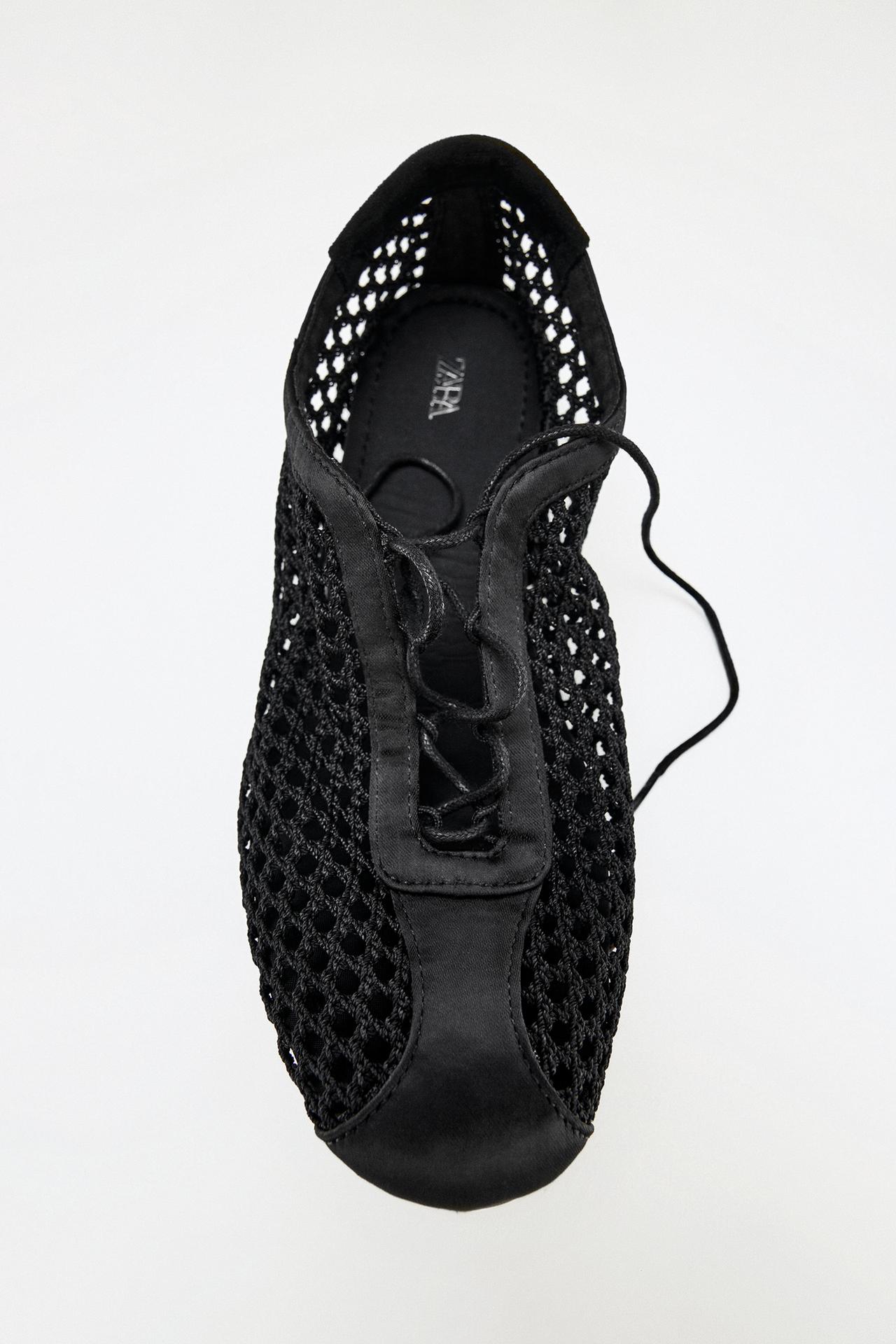 MESH DERBY SHOES WITH BOW — Black